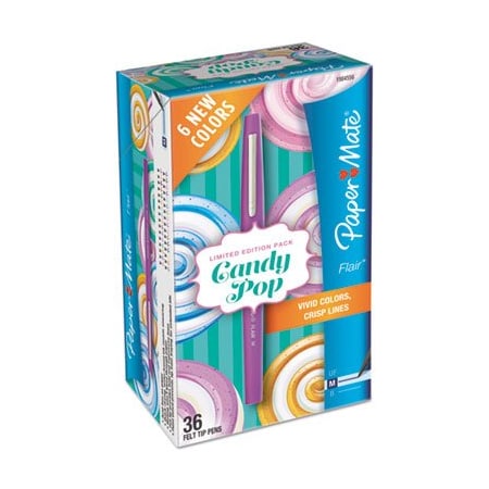 Sanford Paper Mate, FLAIR CANDY POP STICK POROUS POINT PEN, 0.7MM, ASSORTED INK/BARREL, 36PK 1984556